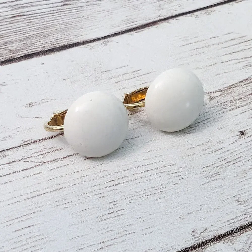 Vintage Clip On Earrings Off White Just Over 0.5